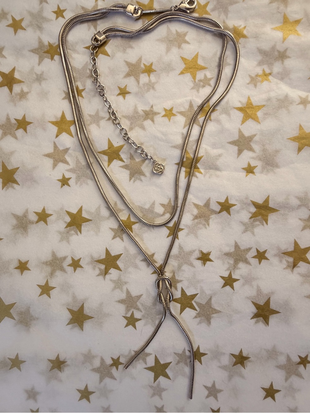 Kendra Scott Silver Multi-Layer Knot Lariat Necklace